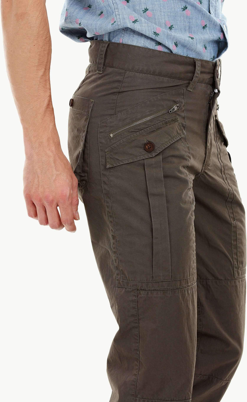 Mens Wood Brown Cuff Jogger Cargo Pants