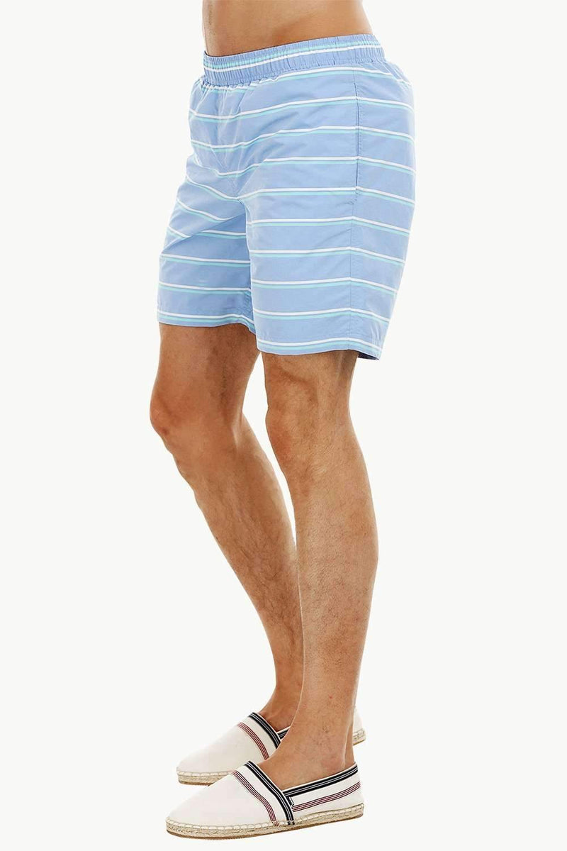Mens Sky Blue Stripe Quickdry Swimshorts