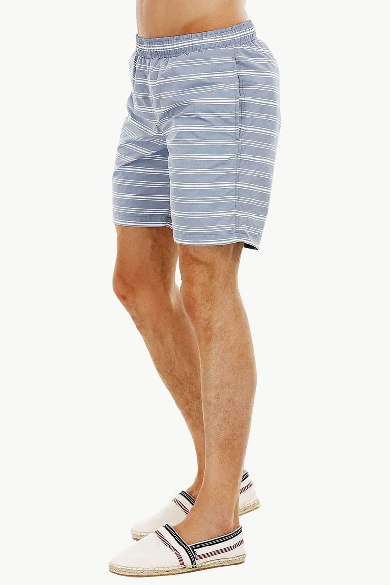 Mens Grey Stripe Quickdry Swimshorts