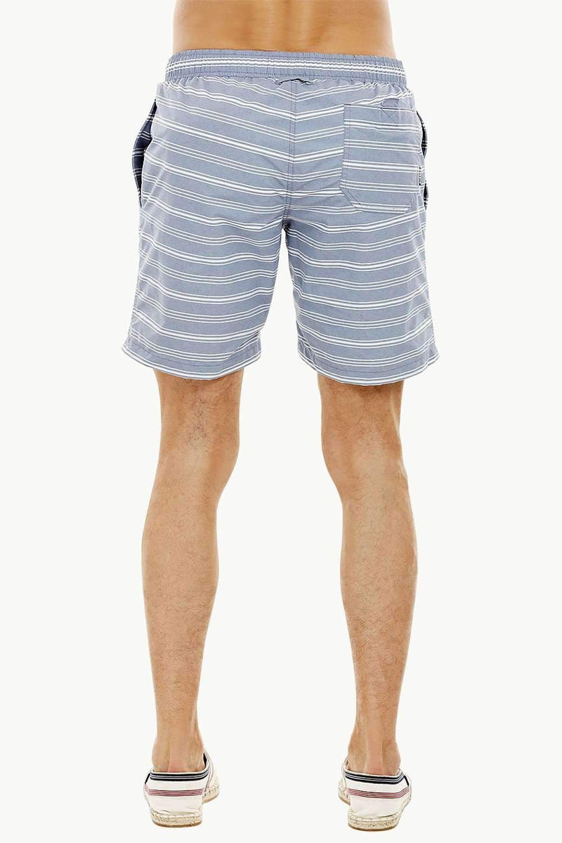 Mens Grey Stripe Quickdry Swimshorts