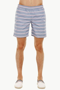 Mens Dull Blue Stripe Quickdry Swimshorts