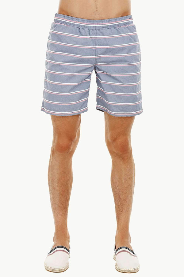 Mens Dull Blue Stripe Quickdry Swimshorts