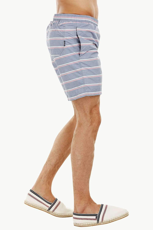 Mens Dull Blue Stripe Quickdry Swimshorts