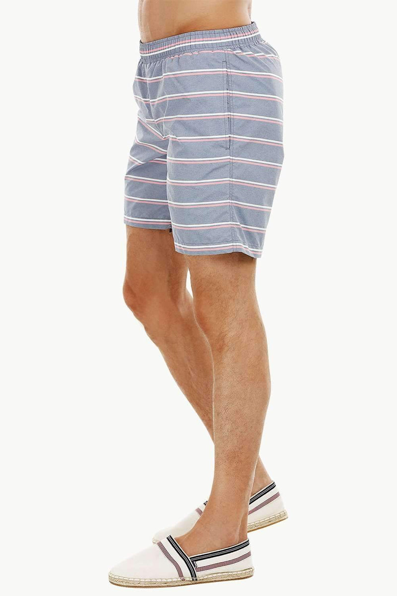 Mens Dull Blue Stripe Quickdry Swimshorts