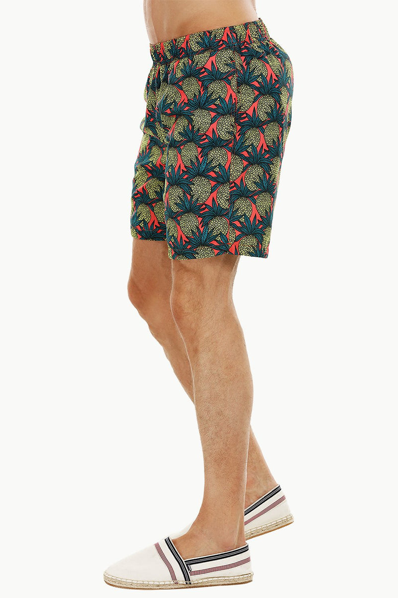 Mens Pineapple Print Quickdry Swimshorts