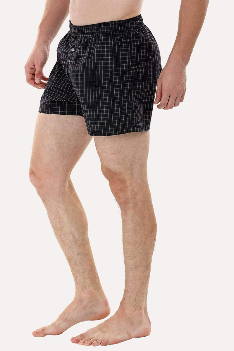 Woven Black Check Boxer Shorts