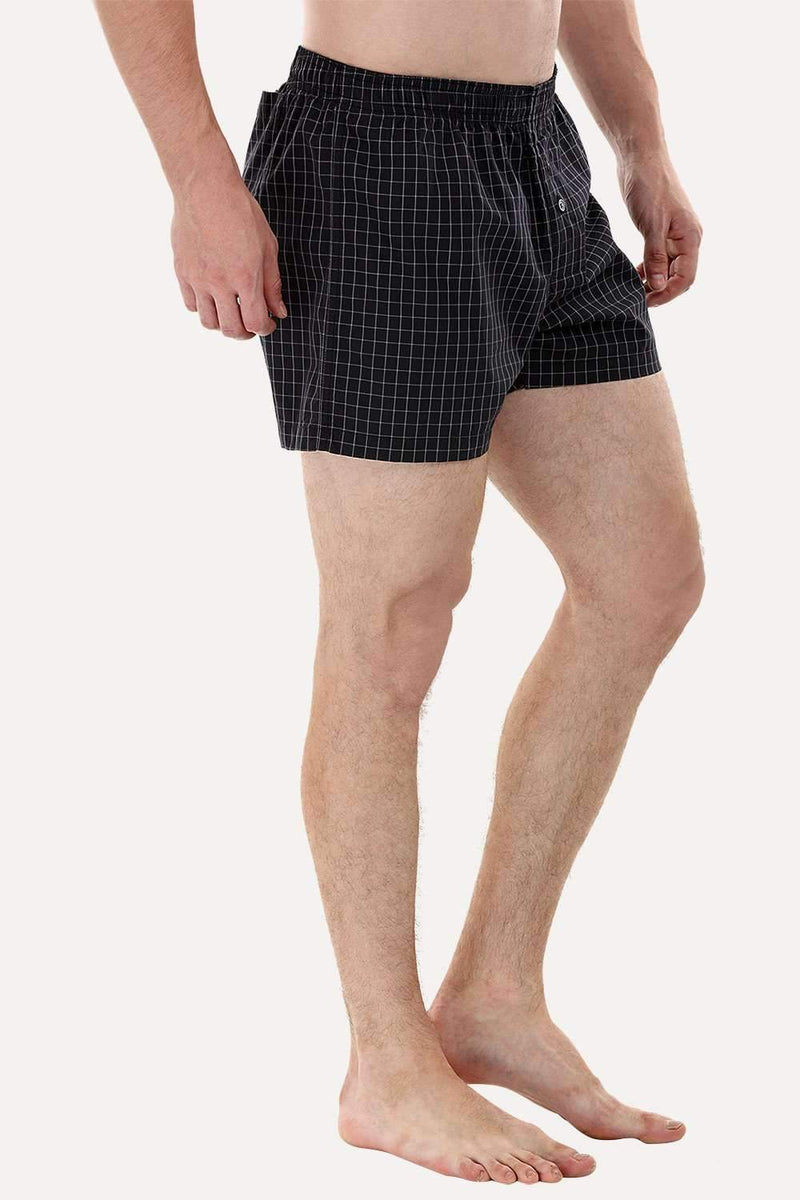 Woven Black Check Boxer Shorts