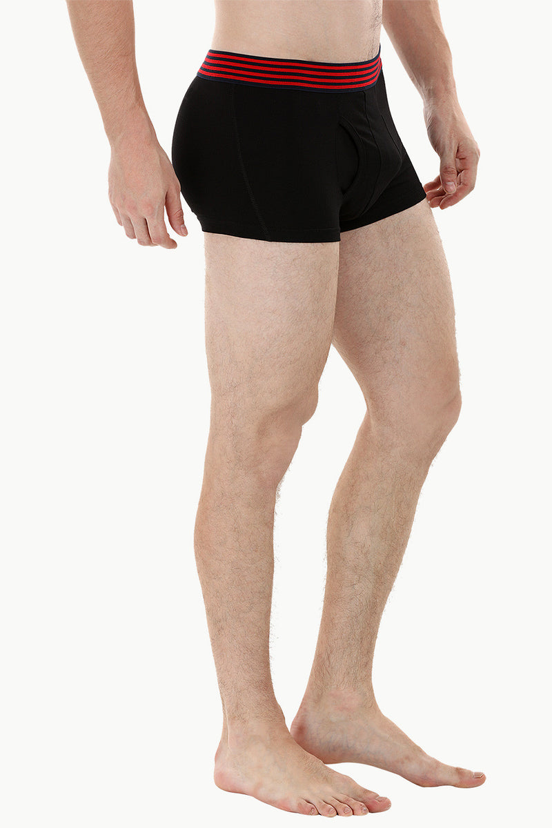 Side Fly Knit Black Boxer Trunks