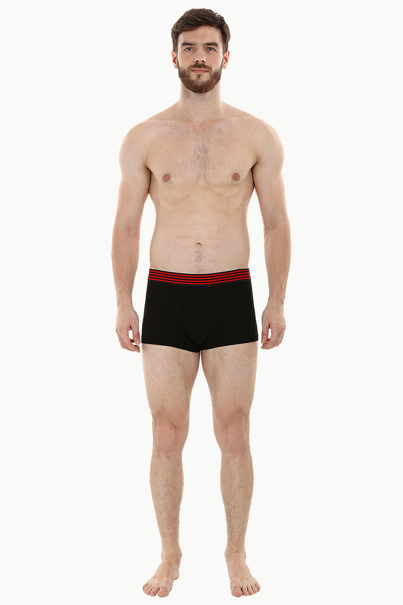 Side Fly Knit Black Boxer Trunks