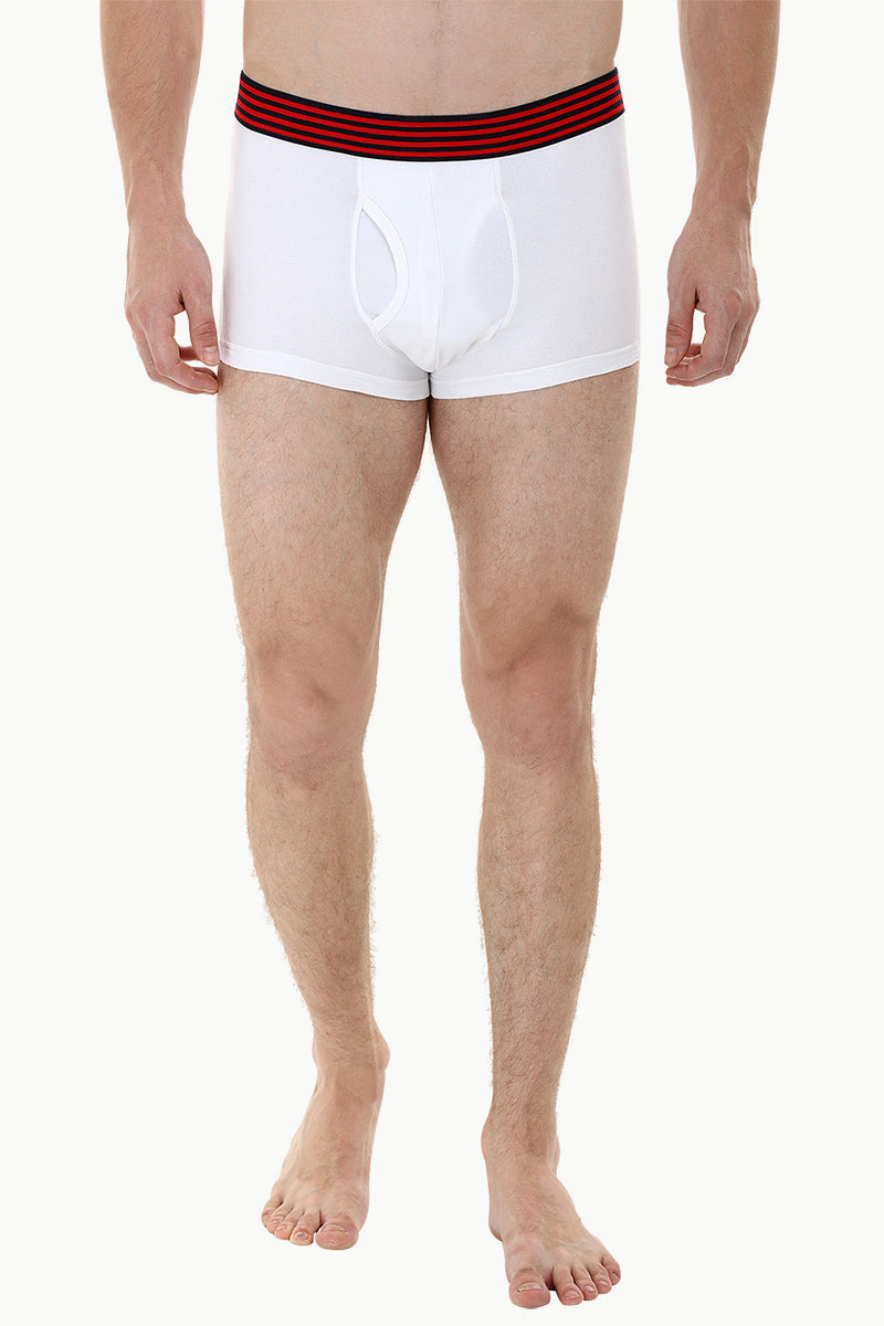 Side Fly Knit White Boxer Trunks