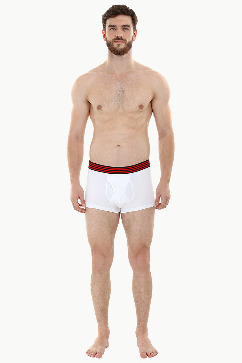 Side Fly Knit White Boxer Trunks