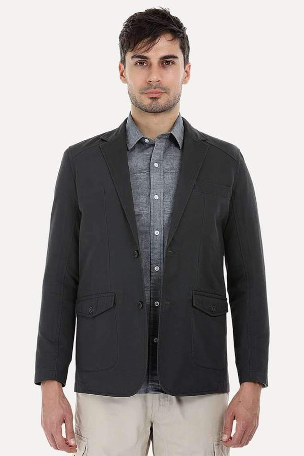 Solid Blazer with Elbow Patches