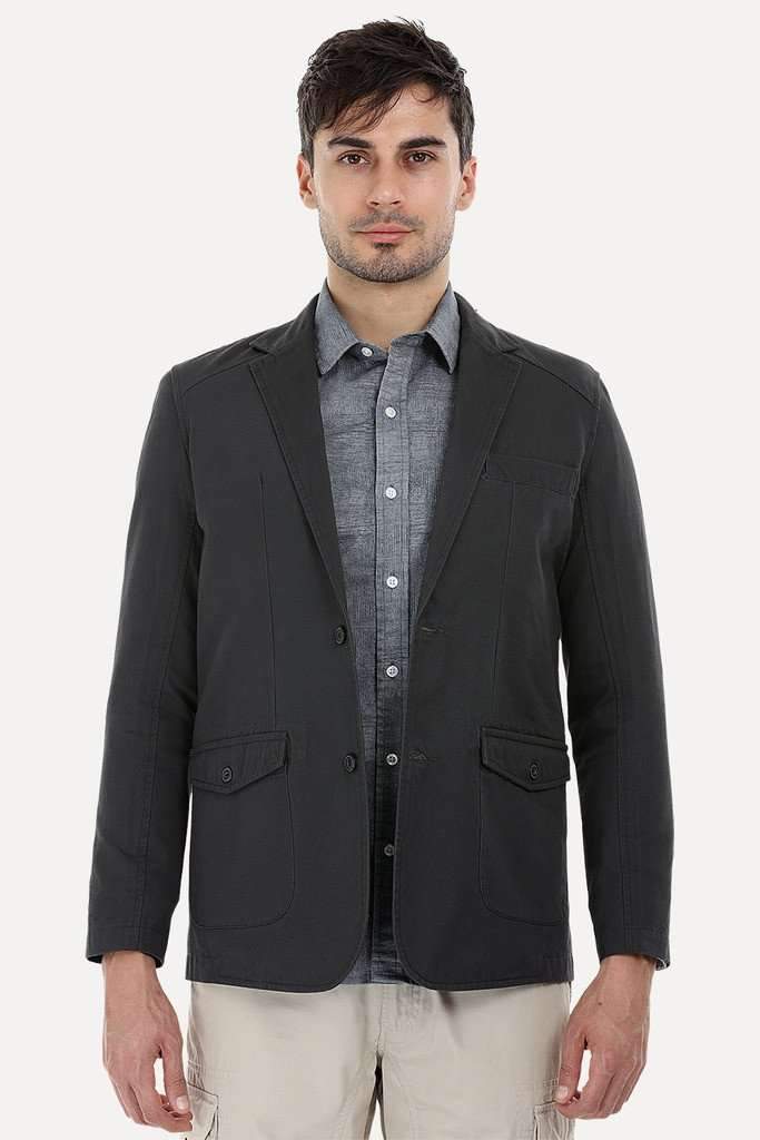 Solid Blazer with Elbow Patches