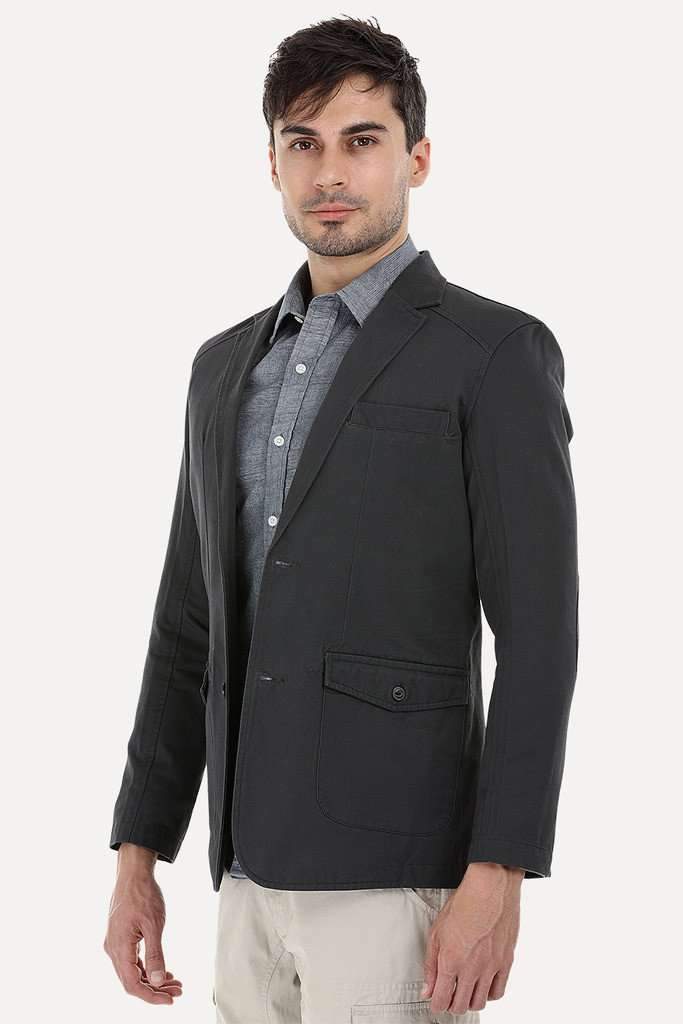 Solid Blazer with Elbow Patches