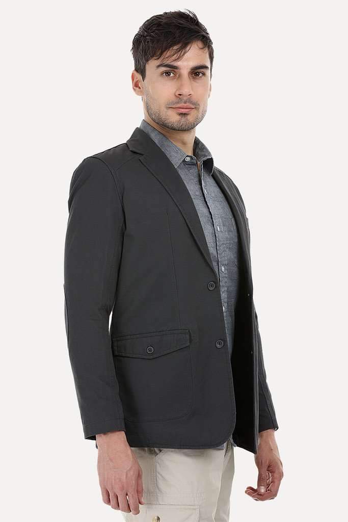 Solid Blazer with Elbow Patches
