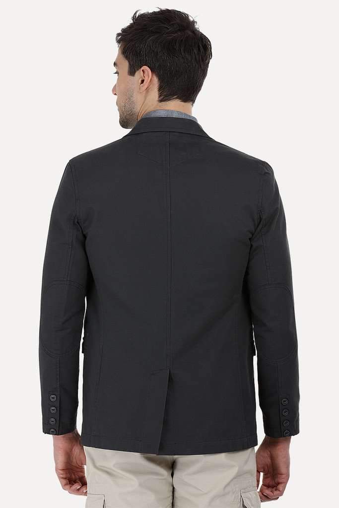 Solid Blazer with Elbow Patches