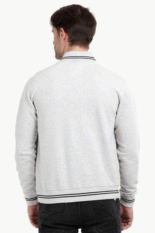 Full Zipper Oatmeal Varsity Jacket