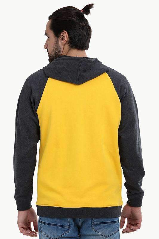 Zipper Raglan Hooded Yellow Jacket