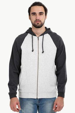 Zipper Raglan Hooded Grey Jacket