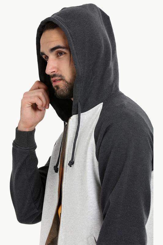 Zipper Raglan Hooded Grey Jacket