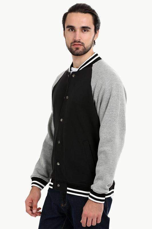 Snap Button Raglan Varsity Jacket