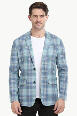 Mint Tartan Plaid Casual Blazer