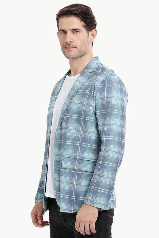 Mint Tartan Plaid Casual Blazer