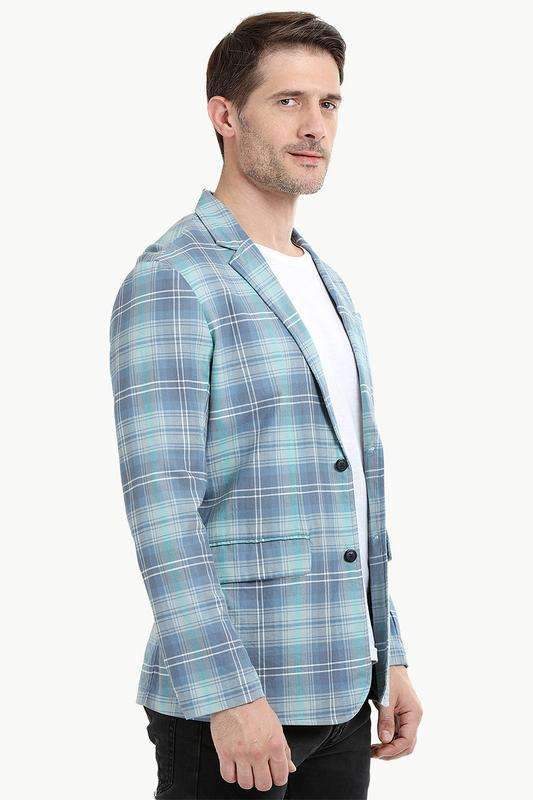 Mint Tartan Plaid Casual Blazer