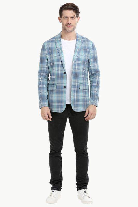 Mint Tartan Plaid Casual Blazer