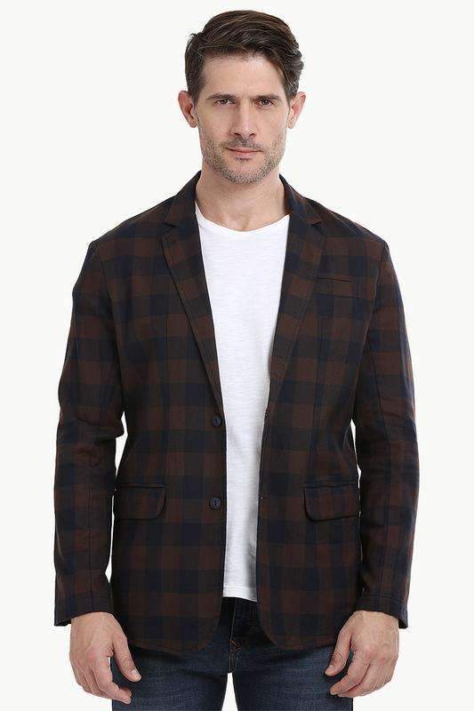 Autumn Check Brown Casual Blazer