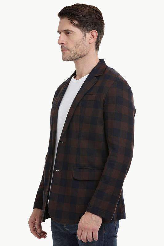 Autumn Check Brown Casual Blazer