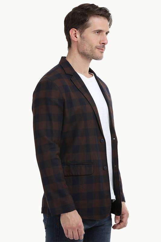 Autumn Check Brown Casual Blazer