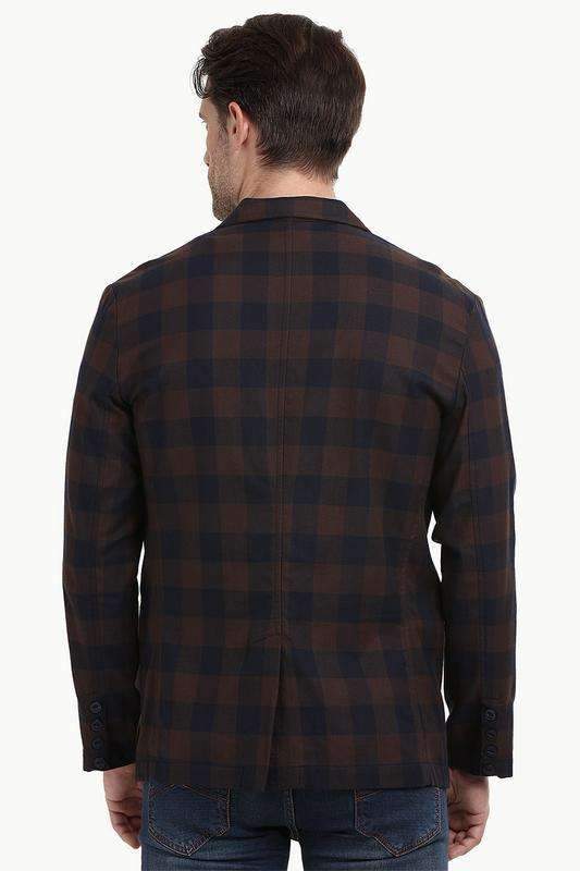 Autumn Check Brown Casual Blazer