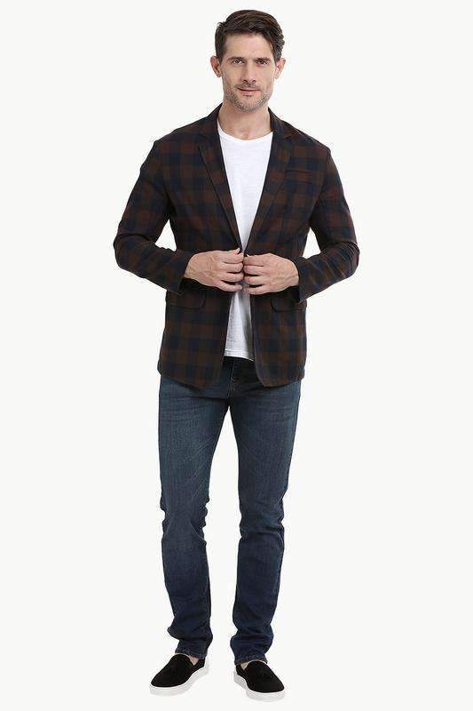 Autumn Check Brown Casual Blazer