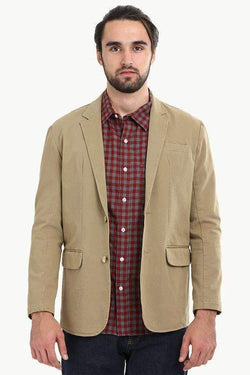 Khaki Solid Casual Blazer