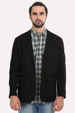 Solid Black Casual Blazer