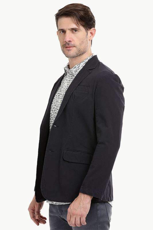 Dark Grey Solid Casual Blazer