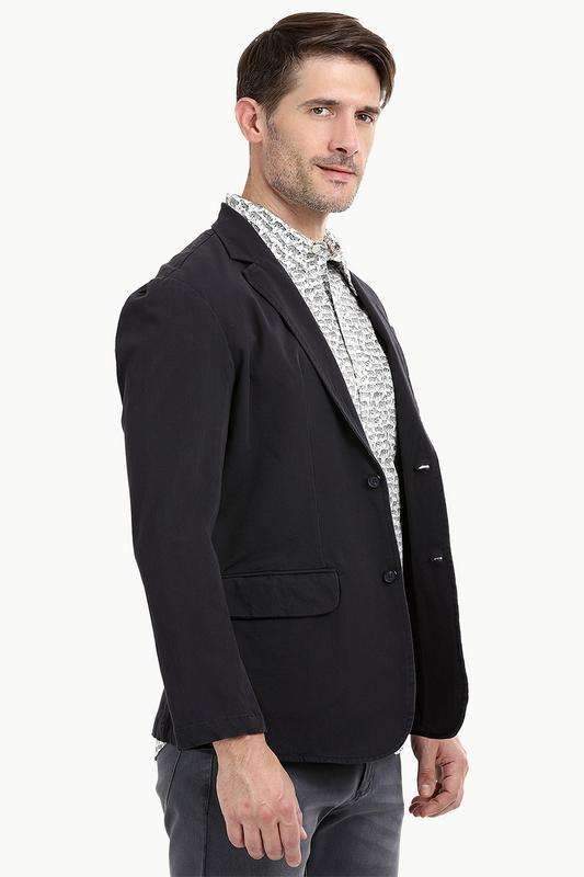 Dark Grey Solid Casual Blazer