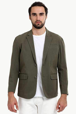 Solid Green Casual Summer Blazer