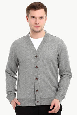 Men's Buttoned Sports Grey English Cardigan