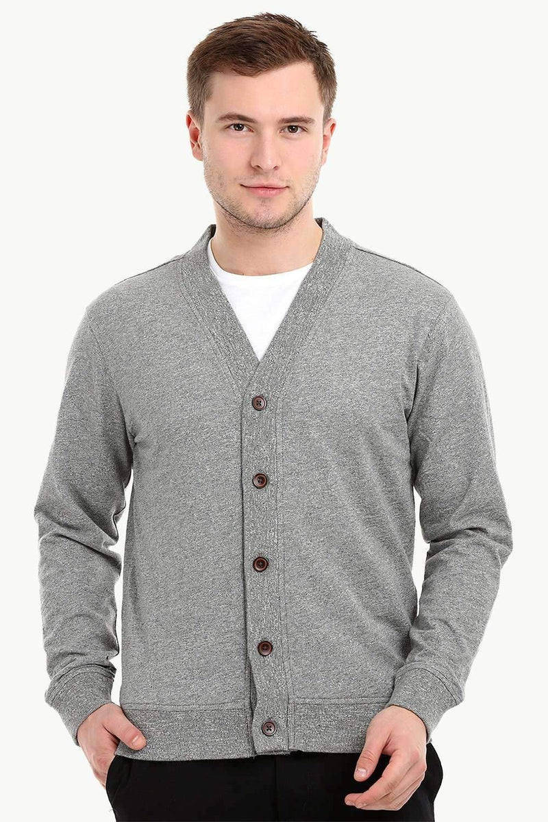 Men's Buttoned Sports Grey English Cardigan