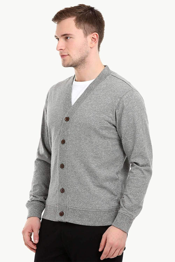 Men's Buttoned Sports Grey English Cardigan