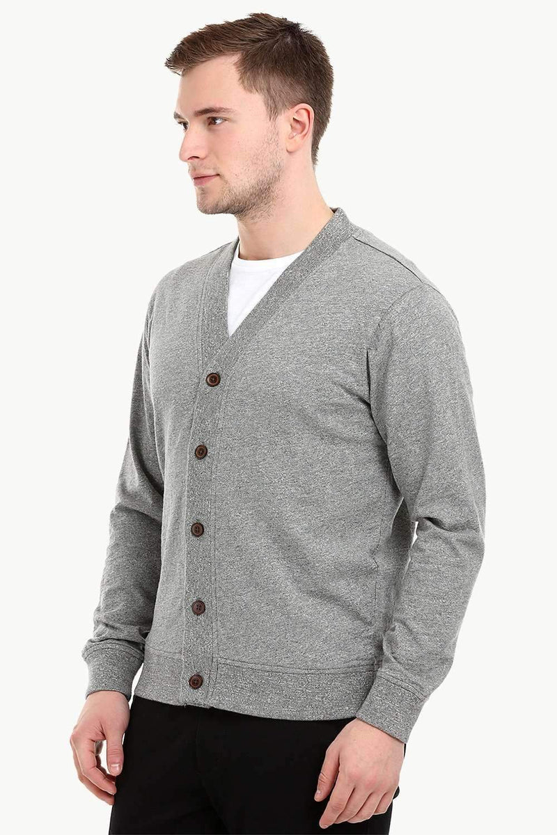 Men's Buttoned Sports Grey English Cardigan