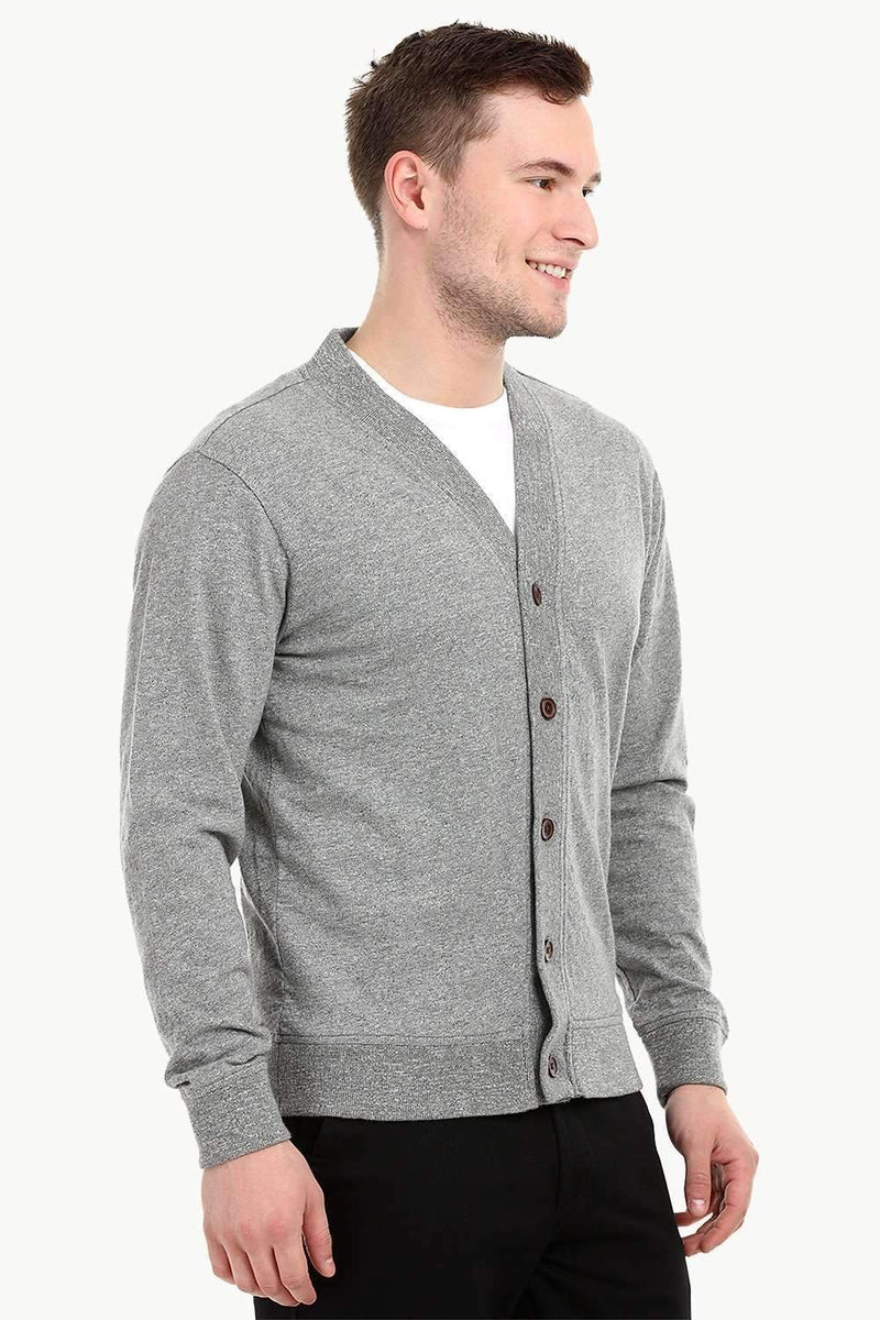 Men's Buttoned Sports Grey English Cardigan