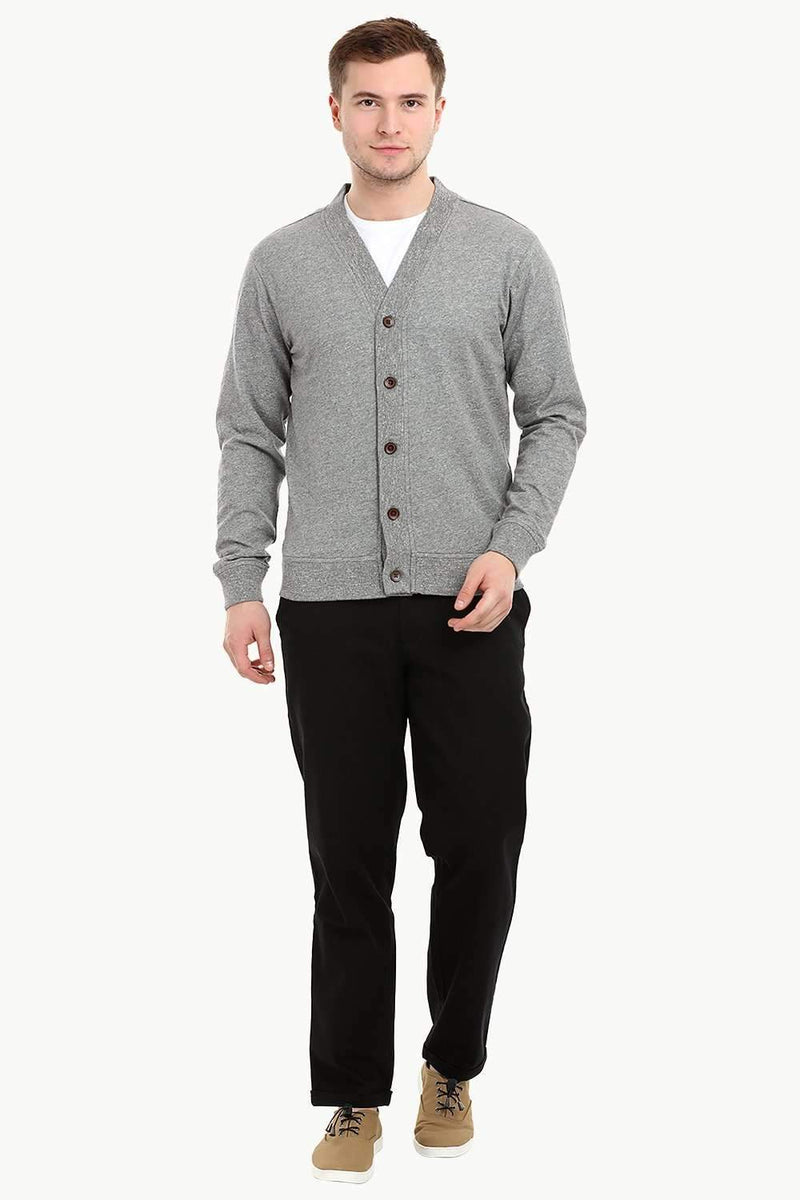 Men's Buttoned Sports Grey English Cardigan