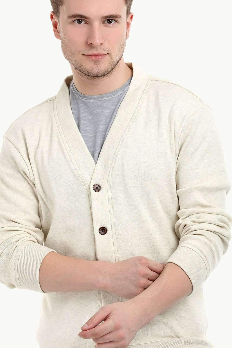 Men's Buttoned Navajo White English Cardigan