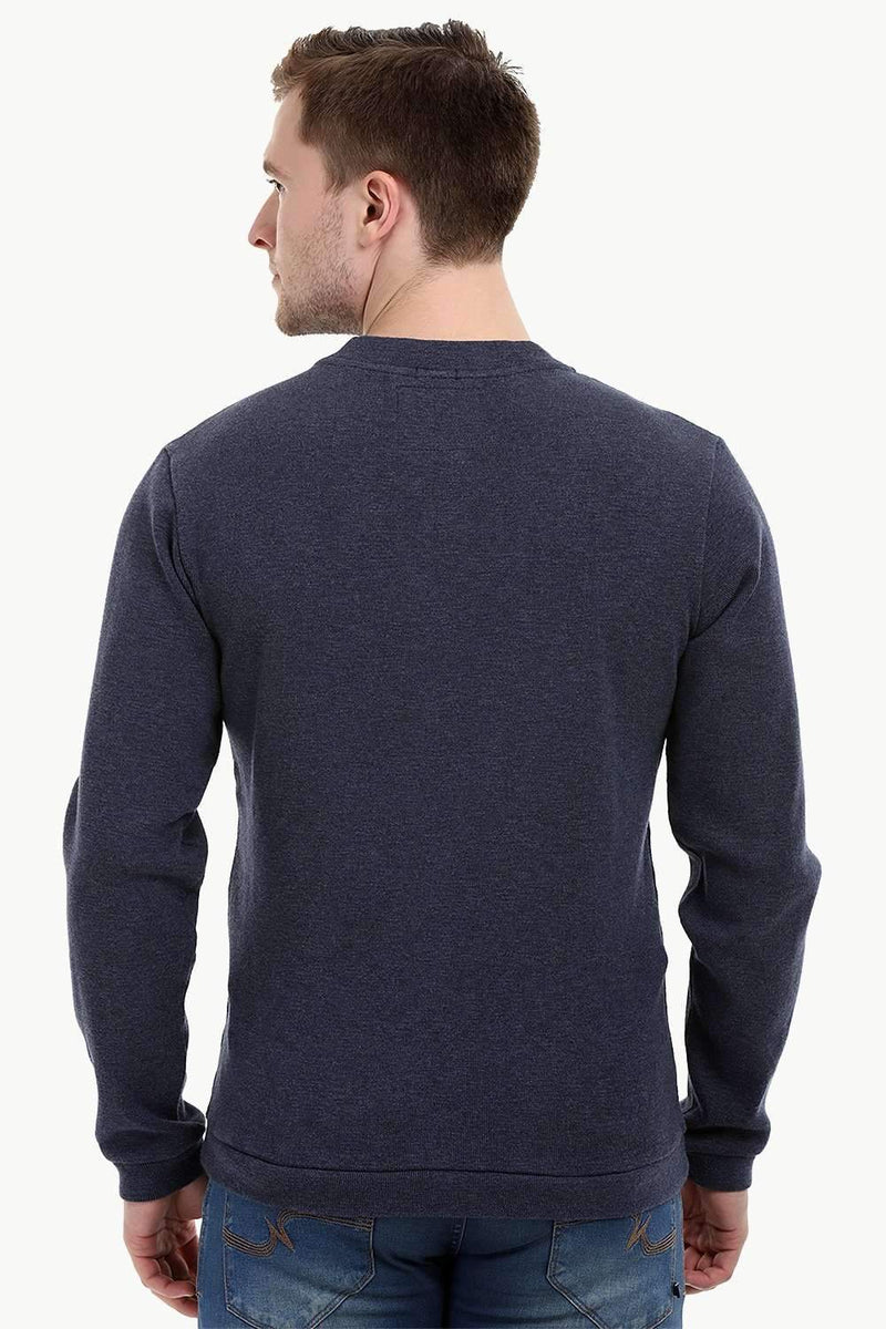 Men's Knit Navy V-Neck Sweatshirt
