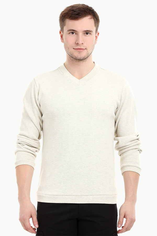 Men's Knit Navajo White V-Neck Sweatshirt