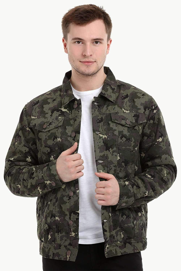 Men's Camo Print Sherpa Lined Jacket
