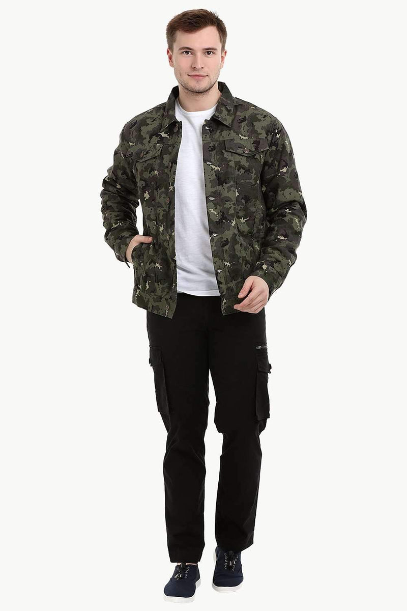 Men's Camo Print Sherpa Lined Jacket